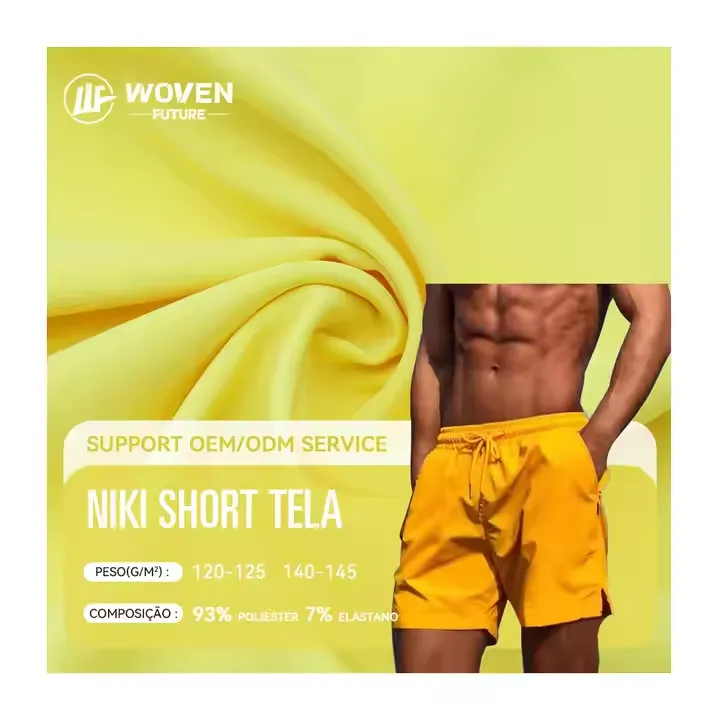 Shaoxing wovenfuture cloth custom polyester elastic 100d rollo de tela textil mechanical stretch microfiber fabric for sports