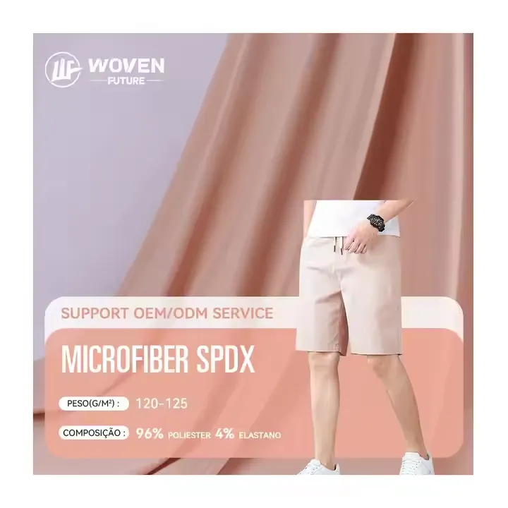 Shaoxing wovefuture 100d 120gsm rollos de tela licra mayor four way stretch microfiber spandex fabric for microfibra sportswear