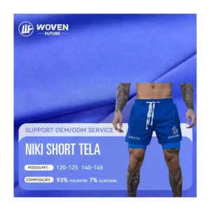 Shaoxing Wovenfuture 100d 120gsm Tela Licra Tejido Niki Short Polyester Sports Wear Stretch 4-Way Stretch Microfibra Fabric