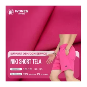 Shaoxing Wovenfuture plain waterproof poliester stretch spandex niki short plus para ropa telas licra microfiber fabric