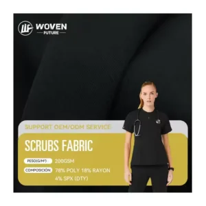 Shaoxing wovenfuture 200gsm polyester rayon spandex nurse 4way srech stretch scrub fabric for medical uniforms
