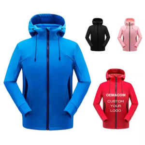 Custom Gym Outdoor Sportswear Hiking Utility Windbreaker Water Resistant Unisex Hoodie Varsity Zip up Winter Soft Shell Jacket