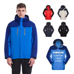 Custom Winter Down Pizex Hooded Outdoor Hard Shell Unisex Jacket Detachable Fleece 3 in 1 Jacket Windproof Waterproof Ski Suit